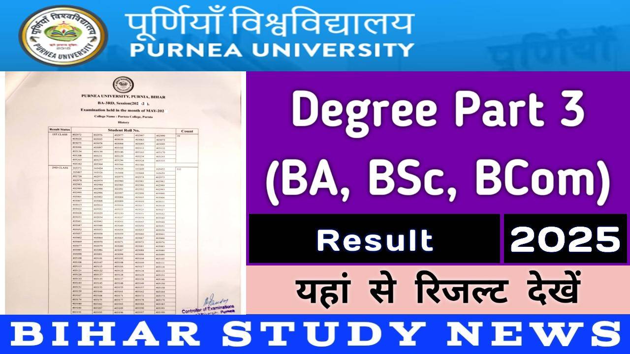Purnea University Degree Part 3 Result 2025 Update